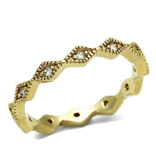 LO2477 - Gold Brass Ring with AAA Grade CZ  in Clear-0