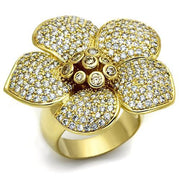 LO2484 - Gold Brass Ring with AAA Grade CZ  in Champagne-0