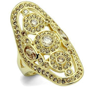 LO2496 - Gold Brass Ring with AAA Grade CZ  in Champagne-0