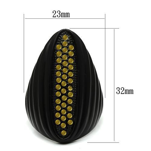 LO2499 - TIN Cobalt Black Brass Ring with Top Grade Crystal  in Light Smoked-1