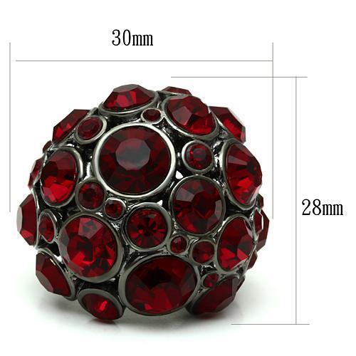 LO2501 - Ruthenium Brass Ring with Top Grade Crystal  in Siam-1