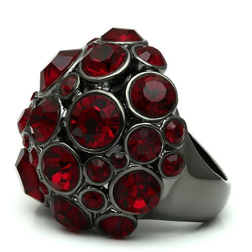 LO2501 - Ruthenium Brass Ring with Top Grade Crystal  in Siam-2