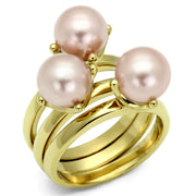 LO2508 - Gold Brass Ring with Synthetic Pearl in Light Rose-0