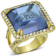 LO2511 - Gold Brass Ring with Synthetic Synthetic Glass in Light Amethyst-0