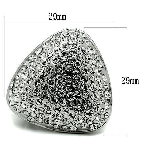 LO2515 - Rhodium Brass Ring with Top Grade Crystal  in Clear-1