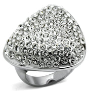 LO2515 - Rhodium Brass Ring with Top Grade Crystal  in Clear-0