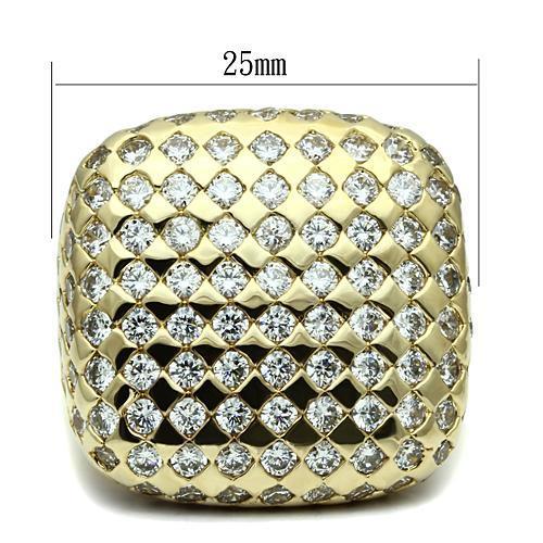 LO2516 - Gold Brass Ring with AAA Grade CZ  in Clear-1