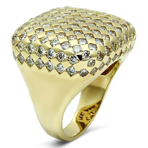 LO2516 - Gold Brass Ring with AAA Grade CZ  in Clear-2