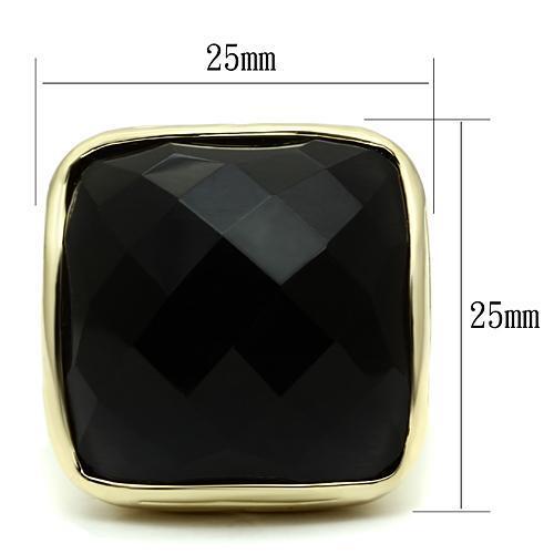 LO2519 - Gold Brass Ring with AAA Grade CZ  in Jet-1