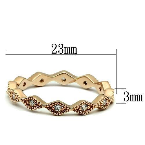 LO2523 - Rose Gold Brass Ring with AAA Grade CZ  in Clear-1