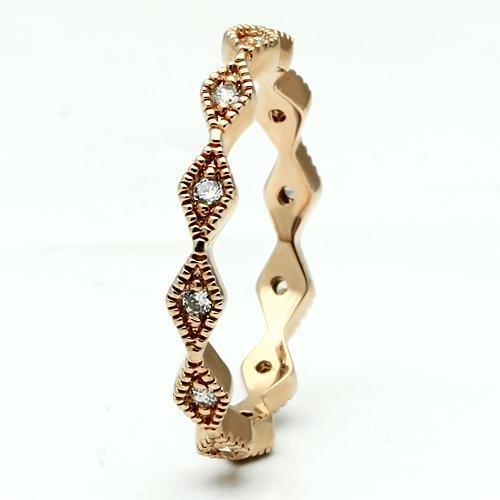 LO2523 - Rose Gold Brass Ring with AAA Grade CZ  in Clear-2