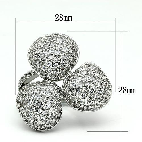 LO2526 - Rhodium Brass Ring with AAA Grade CZ  in Clear-1