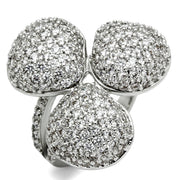 LO2526 - Rhodium Brass Ring with AAA Grade CZ  in Clear-0