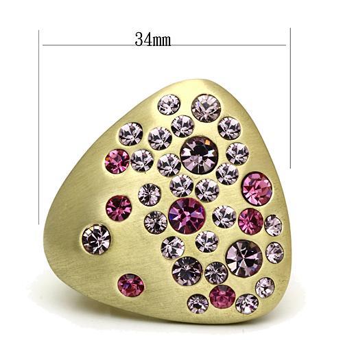 LO2534 - Gold & Brush Brass Ring with Top Grade Crystal  in Multi Color-1