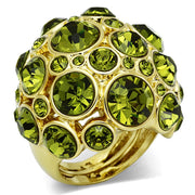 LO2544 - Gold Brass Ring with Top Grade Crystal  in Olivine color-0