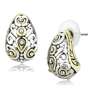 LO256 - Gold+Rhodium Brass Earrings with No Stone-0