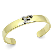 LO2575 - Gold+Rhodium White Metal Bangle with Top Grade Crystal  in Clear-0