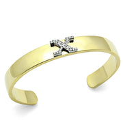 LO2593 - Gold+Rhodium White Metal Bangle with Top Grade Crystal  in Clear-0