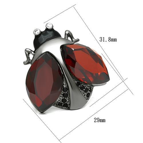 LO2601 - Ruthenium Brass Ring with AAA Grade CZ  in Garnet-1