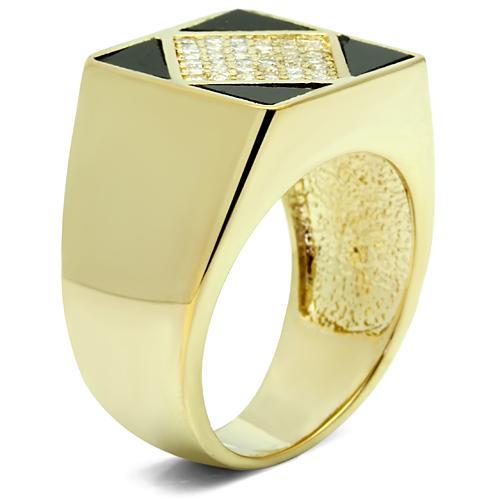 LO2608 - Gold Brass Ring with AAA Grade CZ  in Clear-2
