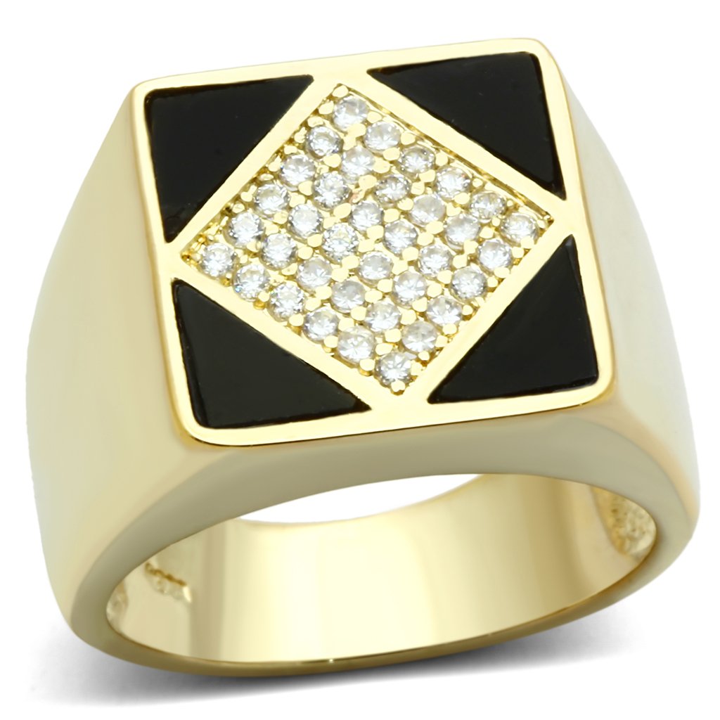 LO2608 - Gold Brass Ring with AAA Grade CZ  in Clear-0