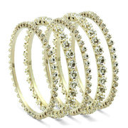 LO2617 - Gold Brass Bangle with Top Grade Crystal  in Clear-0