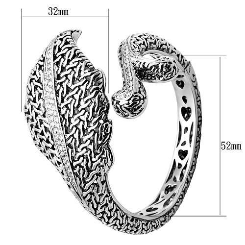 LO2618 - Rhodium Brass Bangle with AAA Grade CZ  in Clear-1