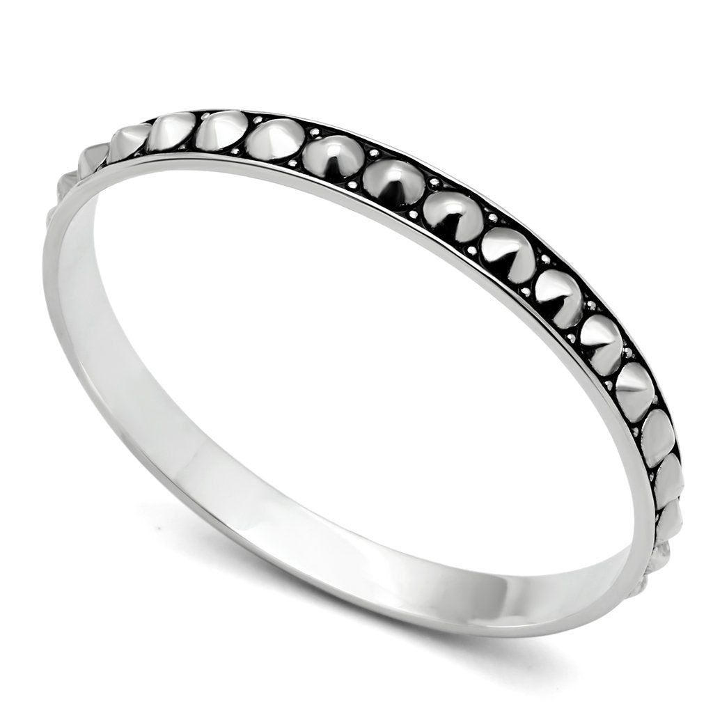 LO2620 - Rhodium Brass Bangle with No Stone-0