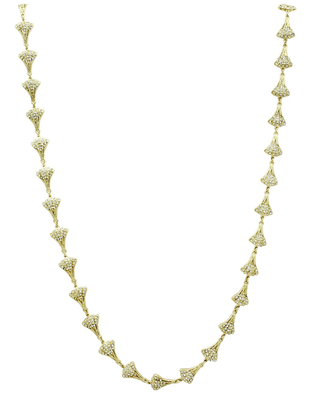 LO2625 - Gold Brass Necklace with Top Grade Crystal  in Clear-0