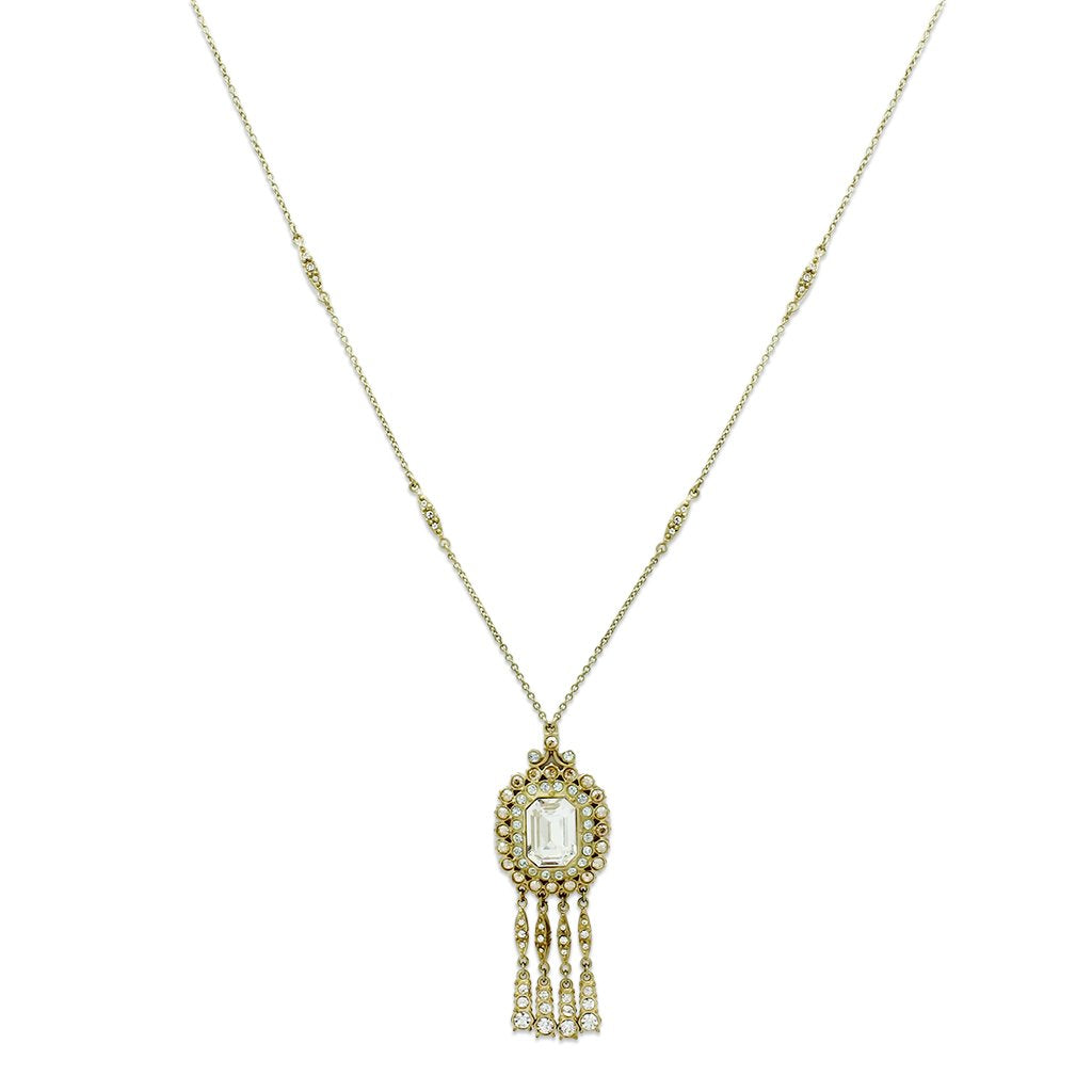 LO2626 - Gold Brass Necklace with Top Grade Crystal  in Clear-0