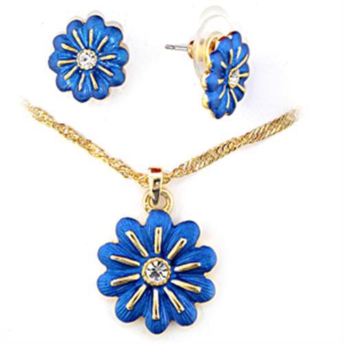 LO262 - Gold White Metal Jewelry Sets with Top Grade Crystal  in Clear-0