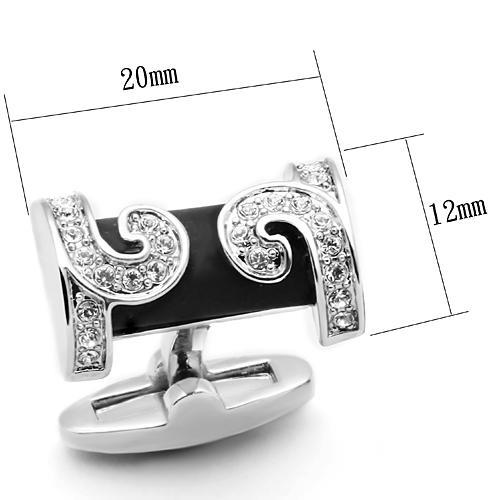 LO2630 - Rhodium Brass Cufflink with Top Grade Crystal  in Clear-1