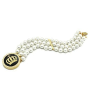 LO2643 - Gold Brass Bracelet with Semi-Precious Onyx in Jet-0