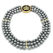 LO2645 - Gold Brass Necklace with Semi-Precious Onyx in Jet-0