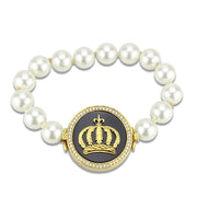 LO2648 - Gold Brass Bracelet with Semi-Precious Onyx in Jet-0