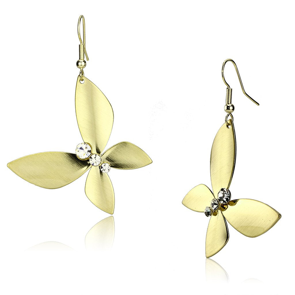 LO2651 - Matte Gold & Gold Iron Earrings with Top Grade Crystal  in Clear-0