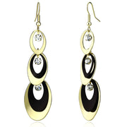 LO2652 - Gold+Ruthenium Iron Earrings with Top Grade Crystal  in Clear-0
