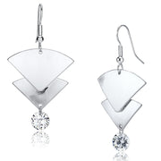 LO2662 - Matte Rhodium & Rhodium Iron Earrings with AAA Grade CZ  in Clear-0
