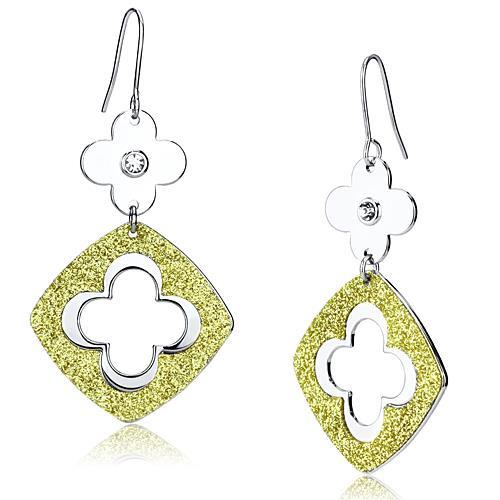 LO2667 - Rhodium Iron Earrings with Top Grade Crystal  in Clear-0