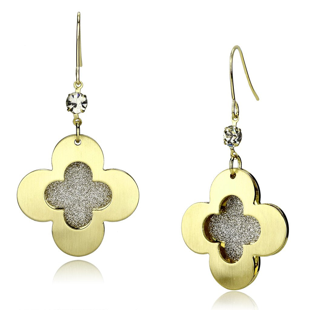 LO2668 - Matte Gold & Gold Iron Earrings with Top Grade Crystal  in Clear-0