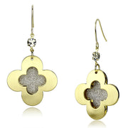 LO2668 - Matte Gold & Gold Iron Earrings with Top Grade Crystal  in Clear-0