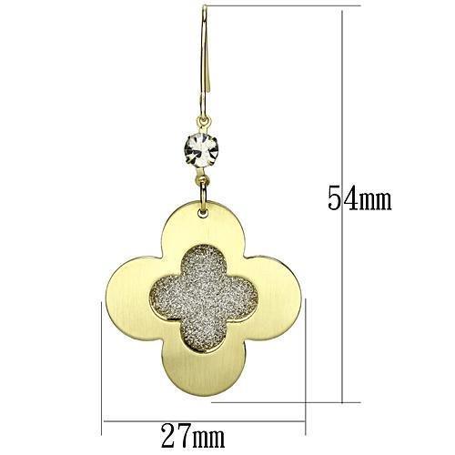 LO2668 - Matte Gold & Gold Iron Earrings with Top Grade Crystal  in Clear-1
