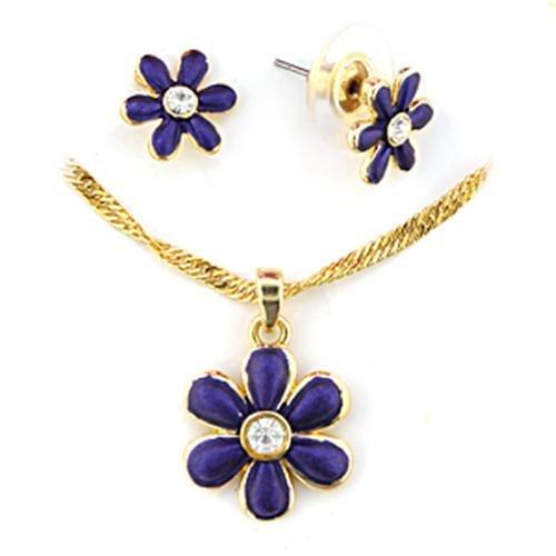 LO266 - Gold White Metal Jewelry Sets with Top Grade Crystal  in Clear-0