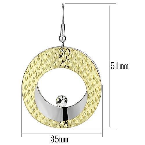 LO2672 - Gold+Rhodium Iron Earrings with Top Grade Crystal  in Clear-1