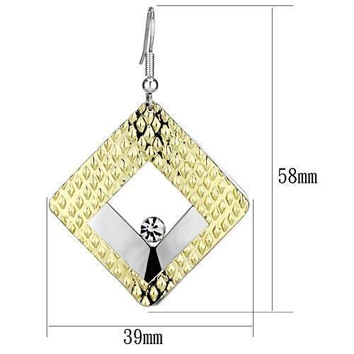 LO2673 - Gold+Rhodium Iron Earrings with Top Grade Crystal  in Clear-1