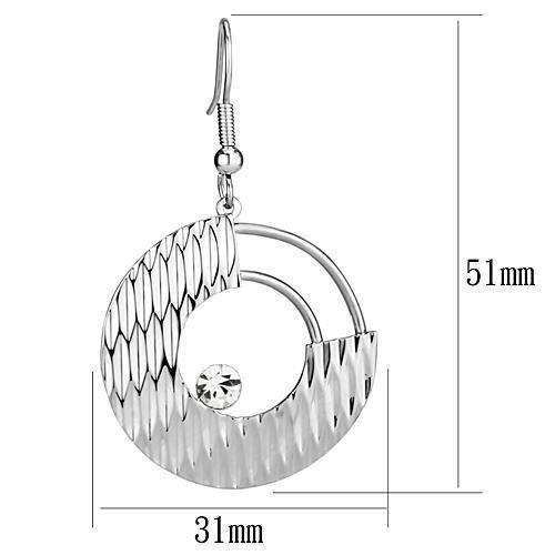 LO2677 - Rhodium Iron Earrings with Top Grade Crystal  in Clear-1