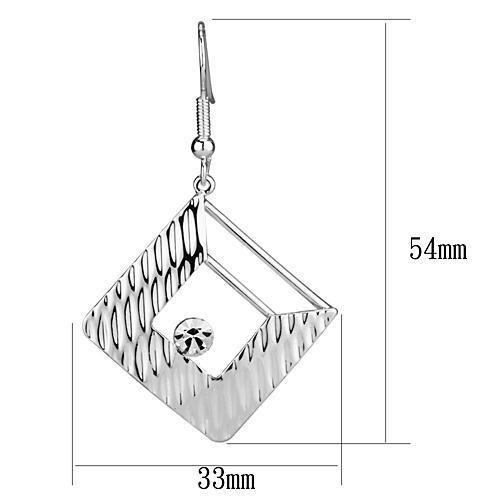 LO2678 - Rhodium Iron Earrings with Top Grade Crystal  in Clear-1