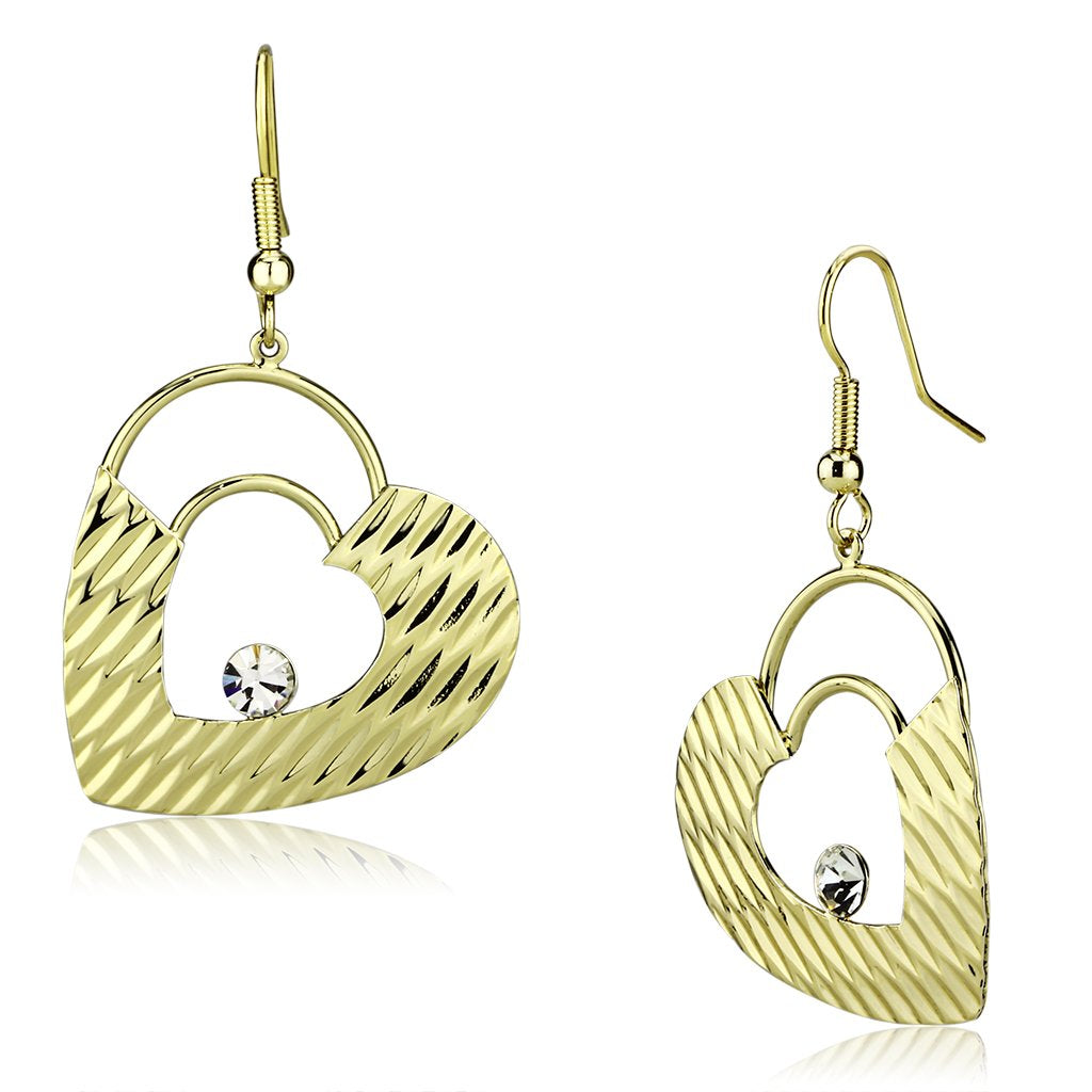 LO2679 - Gold Iron Earrings with Top Grade Crystal  in Clear-0