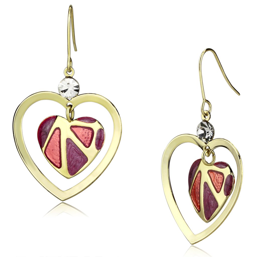 LO2680 - Gold Iron Earrings with Top Grade Crystal  in Clear-0