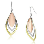 LO2681 - Rhodium + Gold + Rose Gold Iron Earrings with No Stone-0